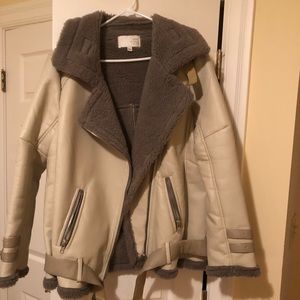 J.O.A. Leather and faux shearling  jacket